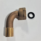 1/2" ANGLE Water Meter Coupling, NO-LEAD Brass 5/8" Swivel Cplg. nut x 1/2" NPT