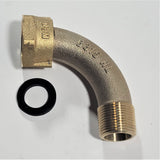 3/4" ANGLE Water Meter Coupling, NO-LEAD Brass 3/4" Swivel Cplg. nut x 3/4" NPT